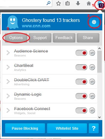 Ghostery Right Top Corner